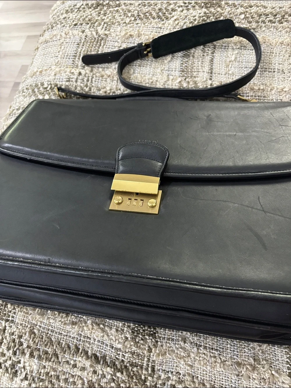 SACOCHE‎ International Briefcase Bag Black Leather Crossbody Laptop Bag